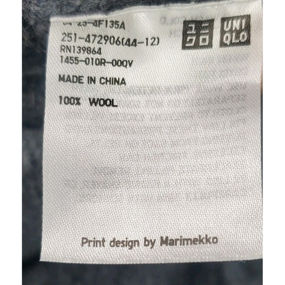 Marimekko Uniqlo Sweater Womens Small Charcoal Floral Wool Crewneck Pullover - Picture 4 of 11